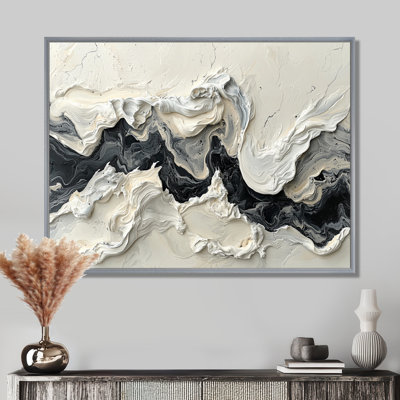Marbre moderne, transfert de l'encre monochrome V - art mural abstrait en marbre