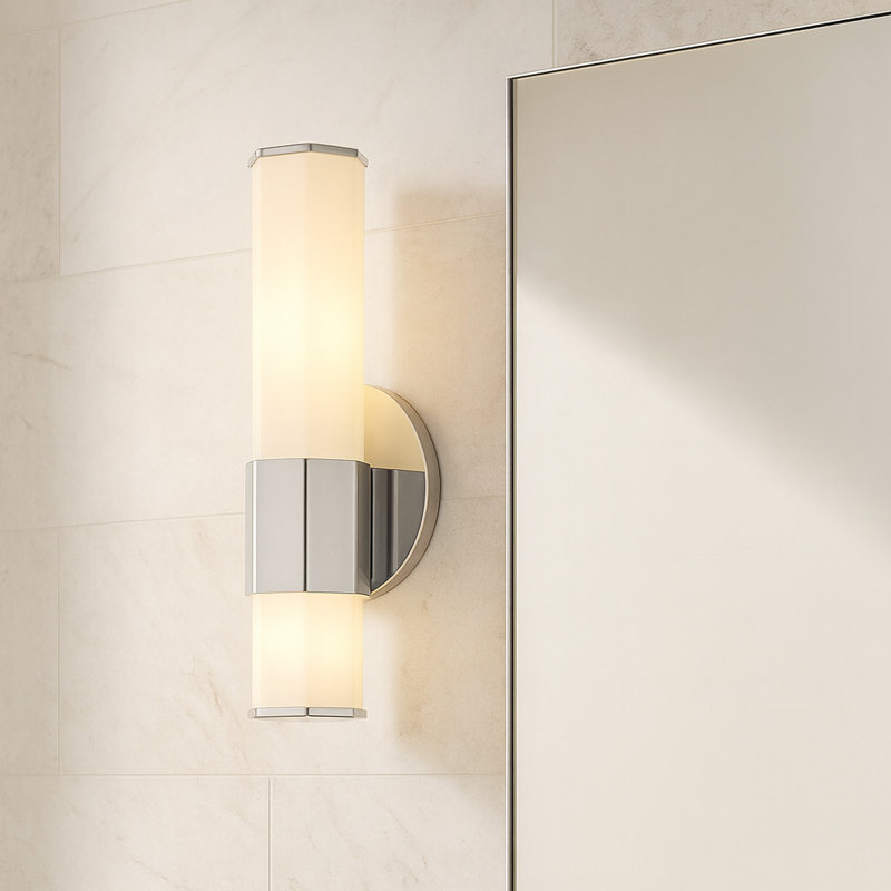 Barre d'éclairage de salle de bain 1 lumière DEL Belden, Nickel poli