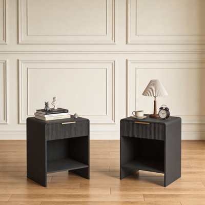 Arcen 1-Drawer Nightstand with Fluted Front (Set of 2)