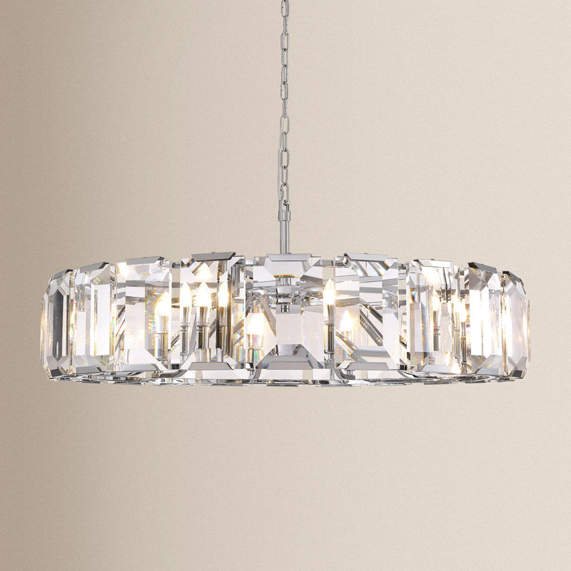 10 - Light Dimmable Round K9 Crystal Ceiling Light Modern Pandent Light