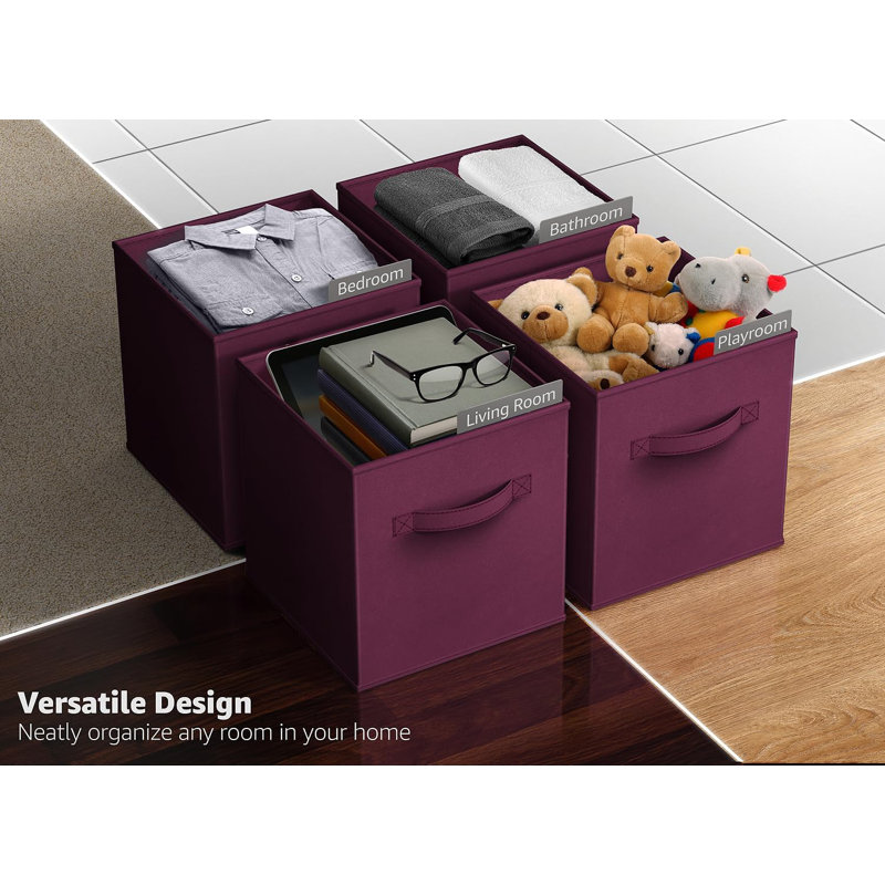8 Pack 11" Foldable Storage Cubes with Handles, Purple