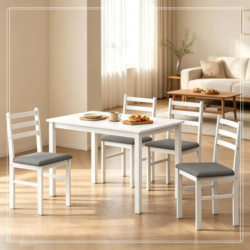 Ensemble de salle à manger compact 5 pièces, ensemble de table à manger moderne, table de cuisine élégante et chaise (seulement 4 pièces, 1 table)