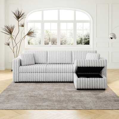 106.3" Comfy Modular With Hydraulic Lift, Gray, Creates A Warm And Inviting Living Bedroom Gray Provides Stylish Seating Option For