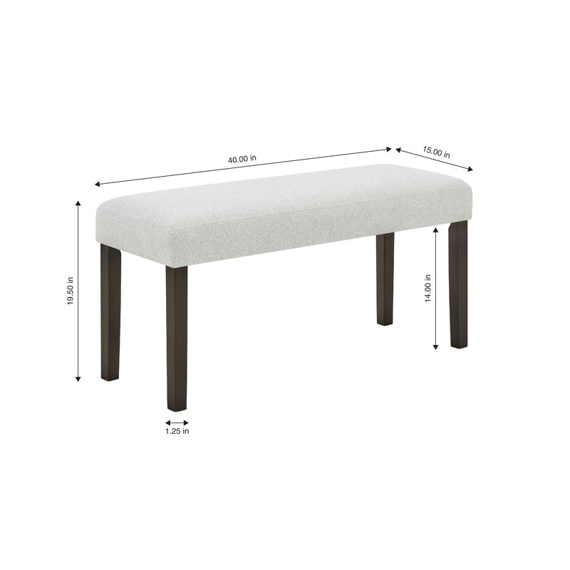 Wyncote Wood Upholstered Dining Bench, Stone Gray