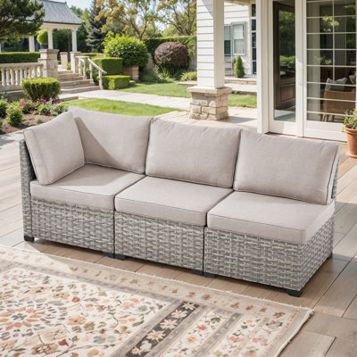 Clute Arnoltice 78.7" Wide Outdoor Wicker Rattan Deep Seating Patio Sofa With Single Arm And Cushions by Latitude Run