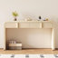 Console aux courbes élégantes, 2 tiroirs, finition crème abricot brillante et spacieuse