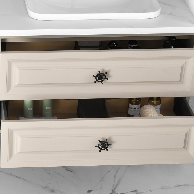 Nikitha 84'' Double Bathroom Vanity with Engineered Stone Top