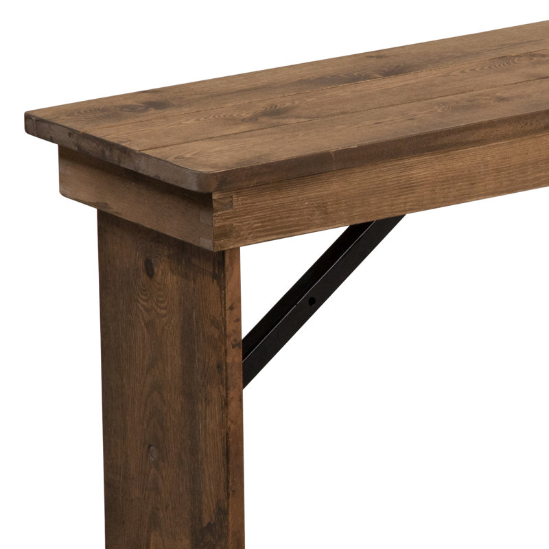 Dejon 40" x 12" Commercial Grade Rustic Solid Pine Folding Bench by Flash Furniture, Antique Rustic