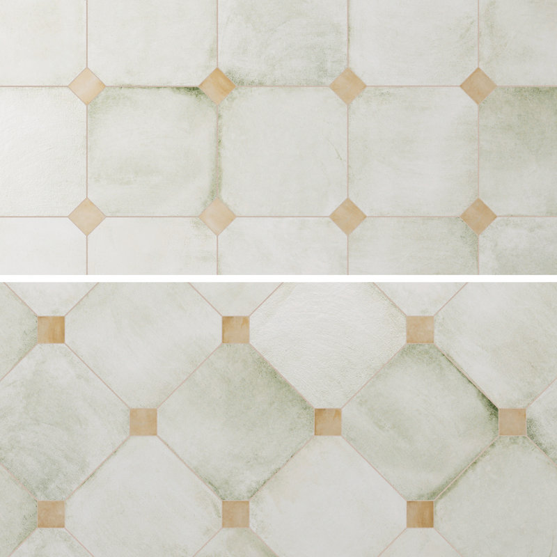 Laverton Octagon W/Taco 7-7/8 In. X 7-7/8 In. Porcelain Floor And Wall Tile, Light Beige/Beige
