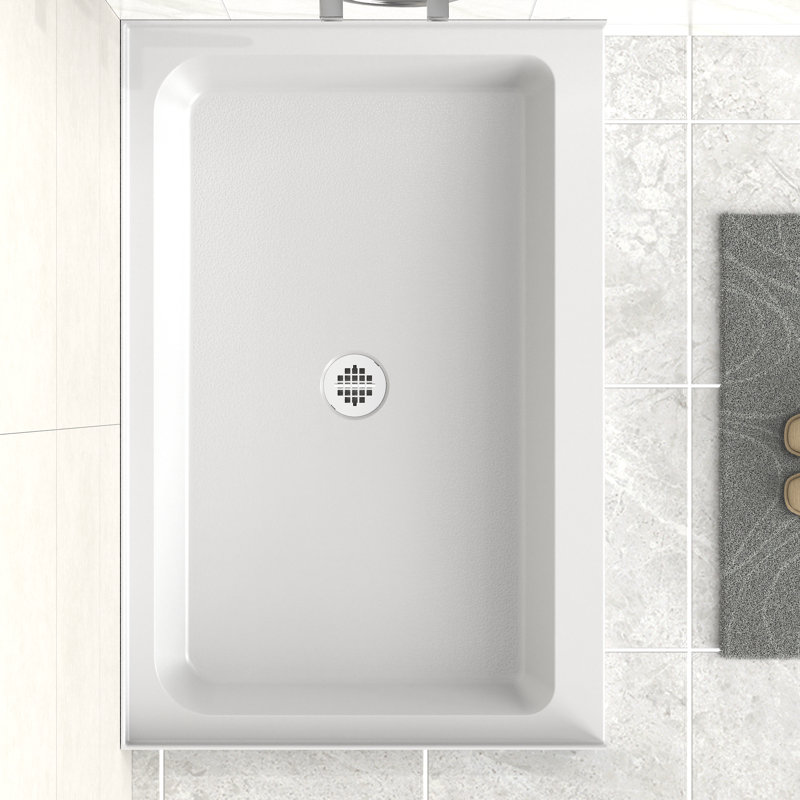 48'' x 32'' Acrylic Shower Base With Center Drain, Glossy and Non-Slip surface