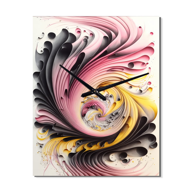 Paint Swirl I - Horloge murale moderne, H 40 po x l 30 po x P 1 po