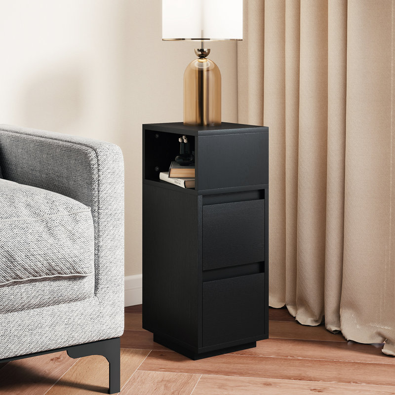 25cm W Particle Board Bedside Table, Black