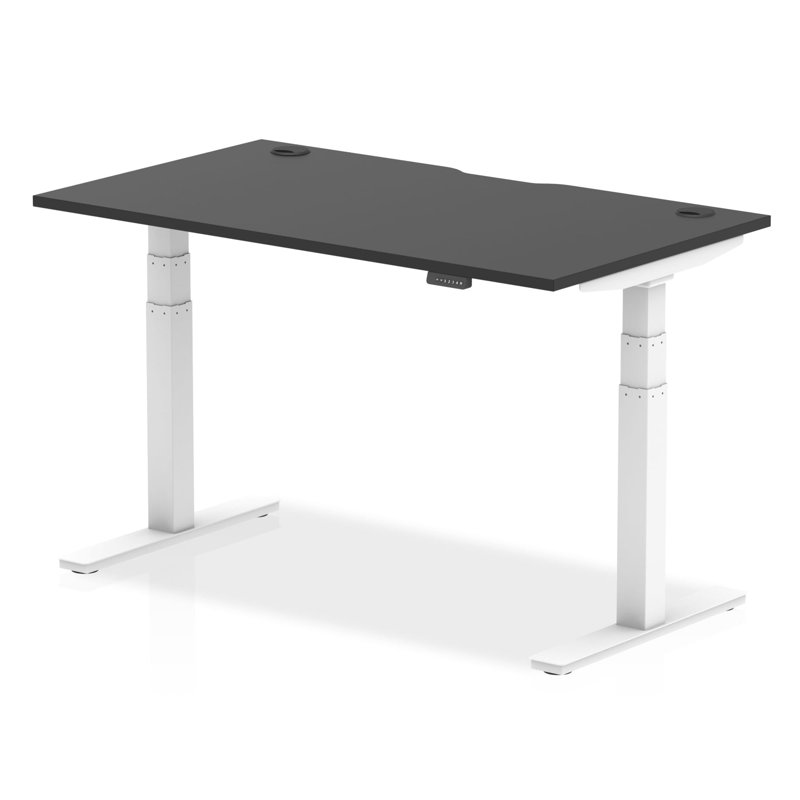 Adjustable Metal Base Standing Desk, 66cm H x 140cm W x 80cm D, White