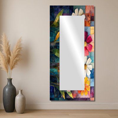 Géométrique prairie aux teintes mélangées Wildflower Cubist I - miroir décoratif traditionnel, art mural