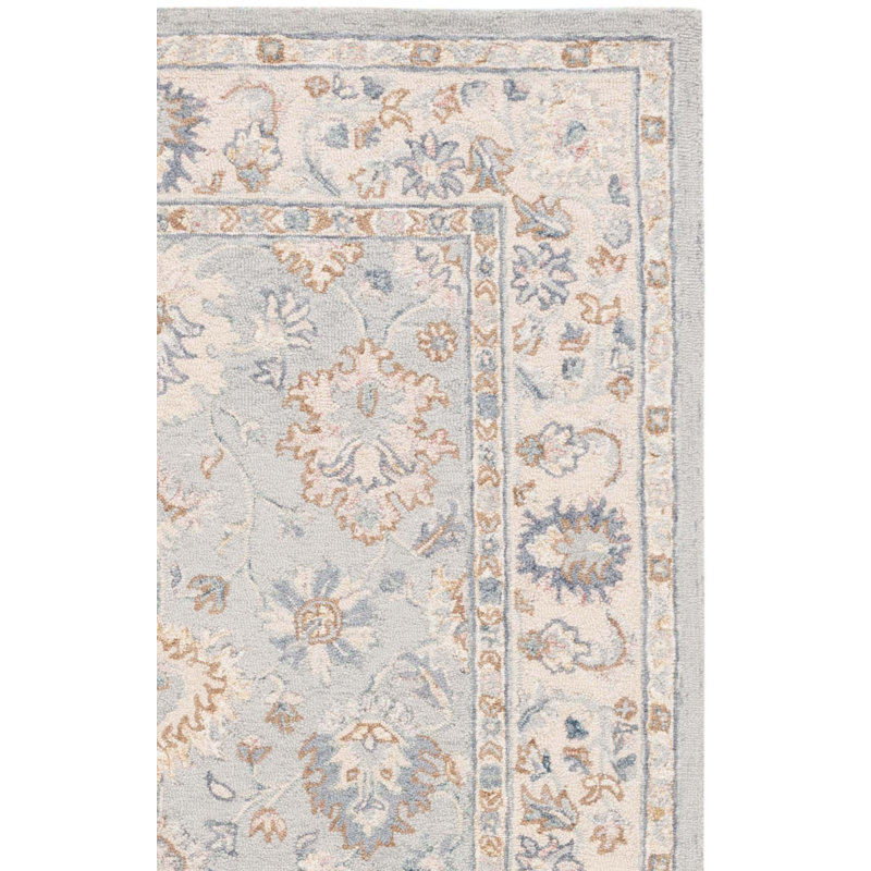 Martha Stewart Hand Tufted Wool Cotton Oriental Rug in Ivory/Gray, Rectangle 8" x 10"