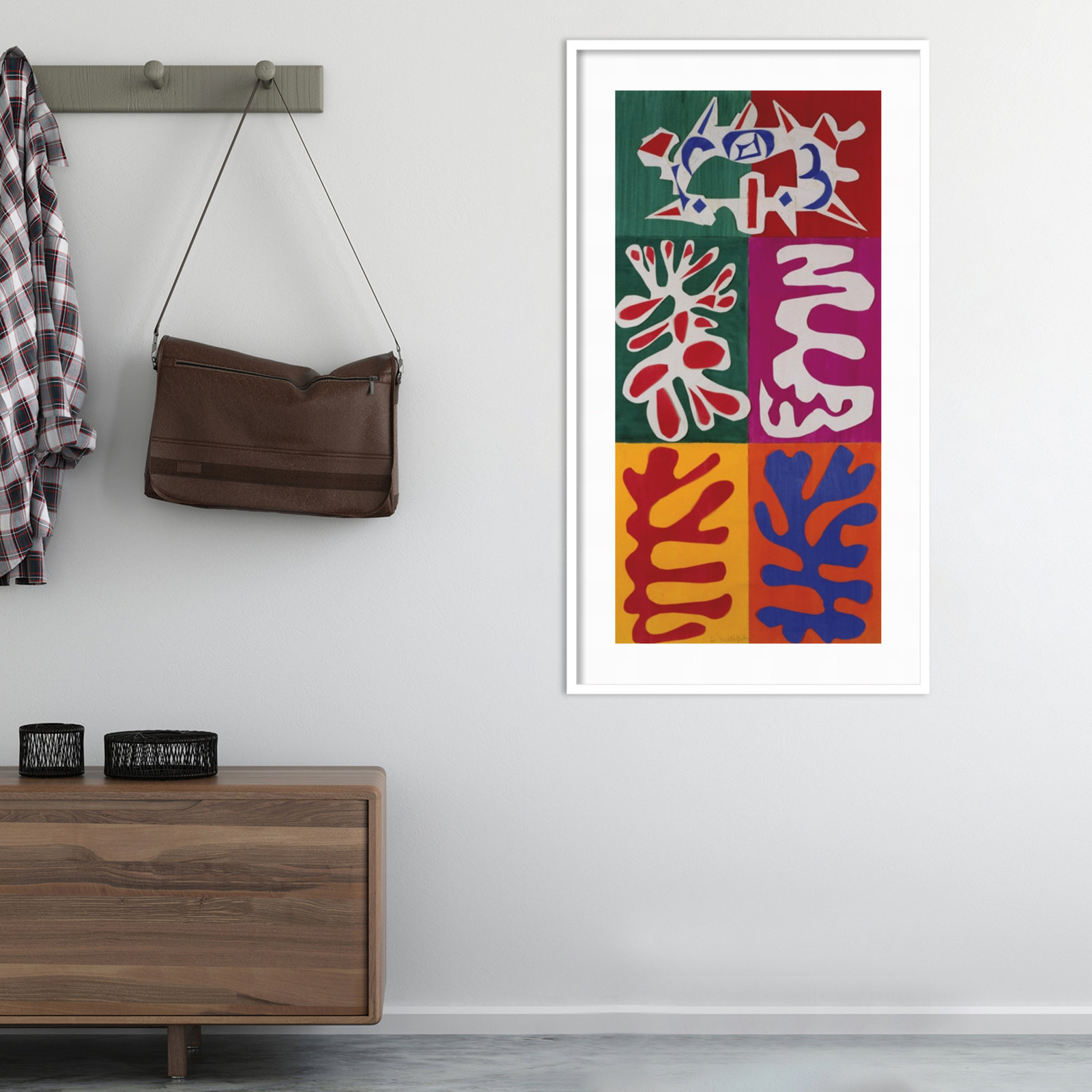Panel With Mask 1947 by Henri Matisse, 44" H x 25" W, White Framed Paper