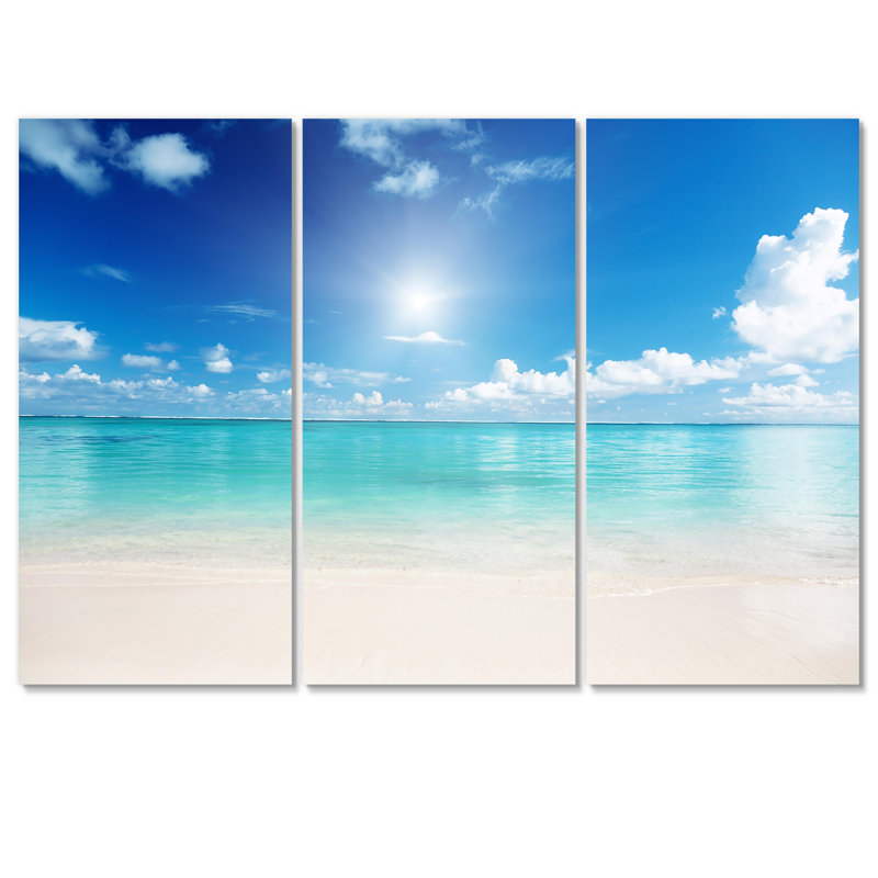 Sable et bleu mer des Caraïbes - reproduction d'art sur toile nautique et côtière, H 28 po x l 36 po x P 1 po