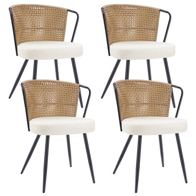 Ensemble de chaises de salle à manger en rotin de 19 po de hauteur avec siège à oreilles et pieds en métal de 19 po pour la maison et la cuisine