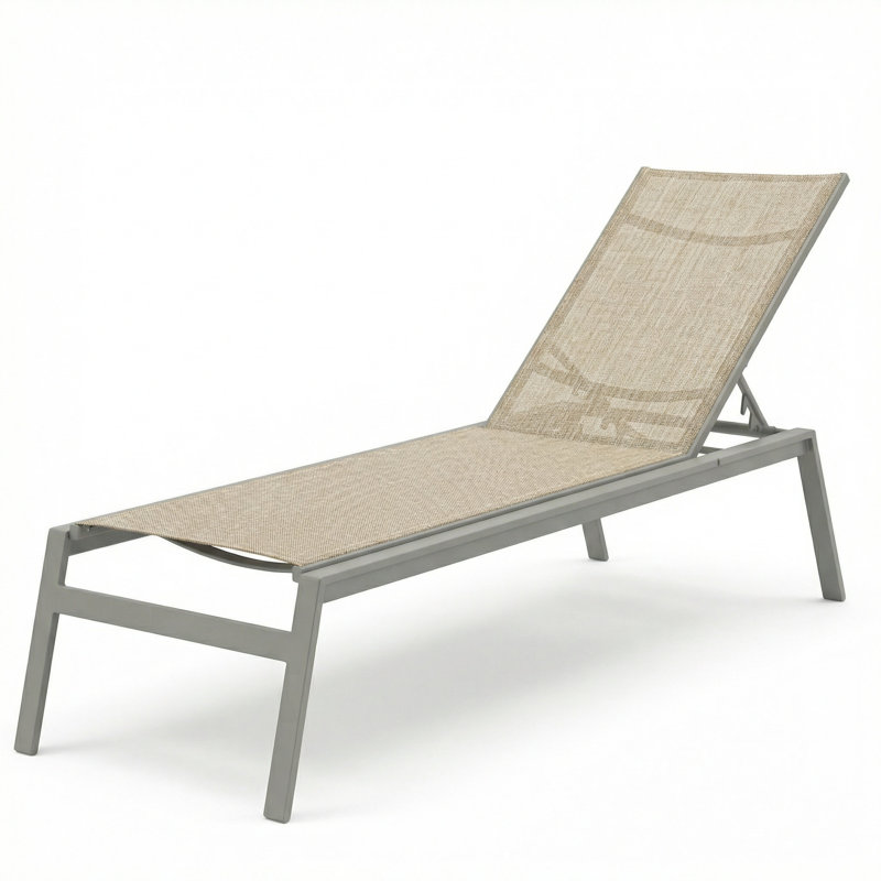 Chaise, Augustine Oyster II Sling/Matte Gray