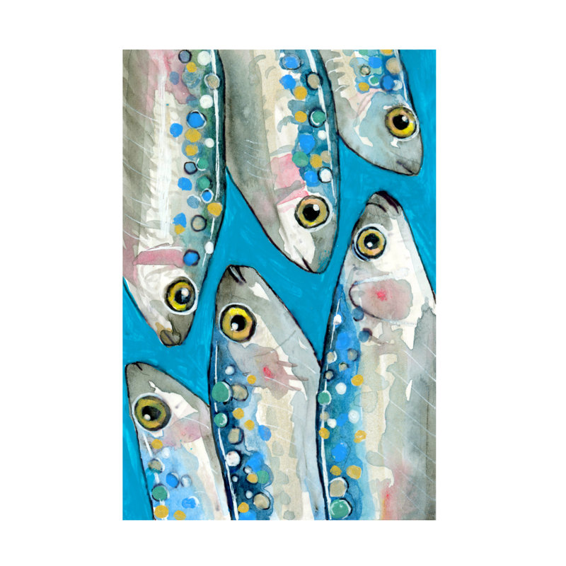 Poissons sur toile, H 19 po x l 12 po x P 2 po