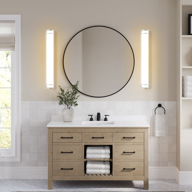 Luminaire pour meuble-lavabo à DEL à intensité variable 30 W, 3 W, 2 W, à finition variable, nickel brossé