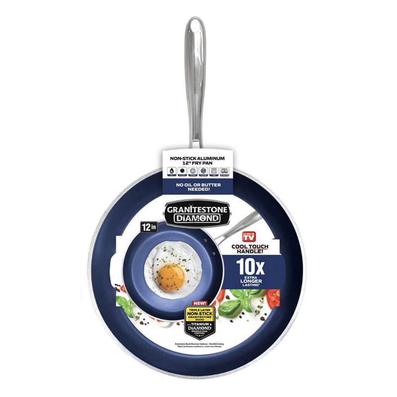 Granitestone Blue Nonstick Fry Pan with Stay Cool Handle, Oven & Dishwasher Safe, 12"
