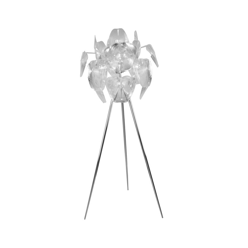 Lampe sur pied 1 lumière en chrome avec détails en acrylique transparent