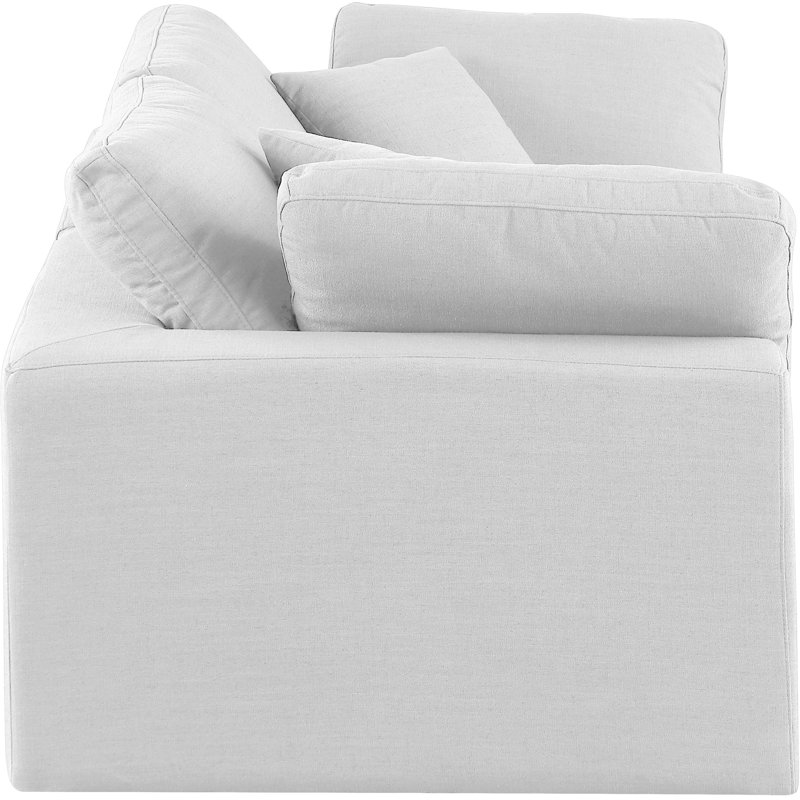 Canapé modulaire en lin texturé Iwana, Tissu texturé en lin blanc