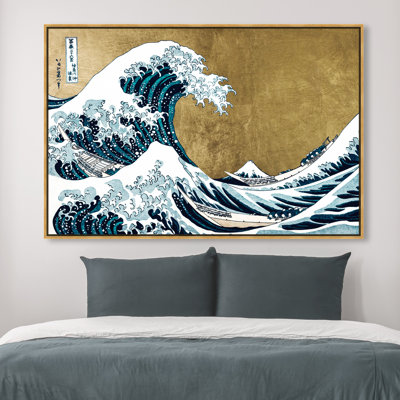 Nautique et côtier, la grande vague d'or - impression d'art graphique