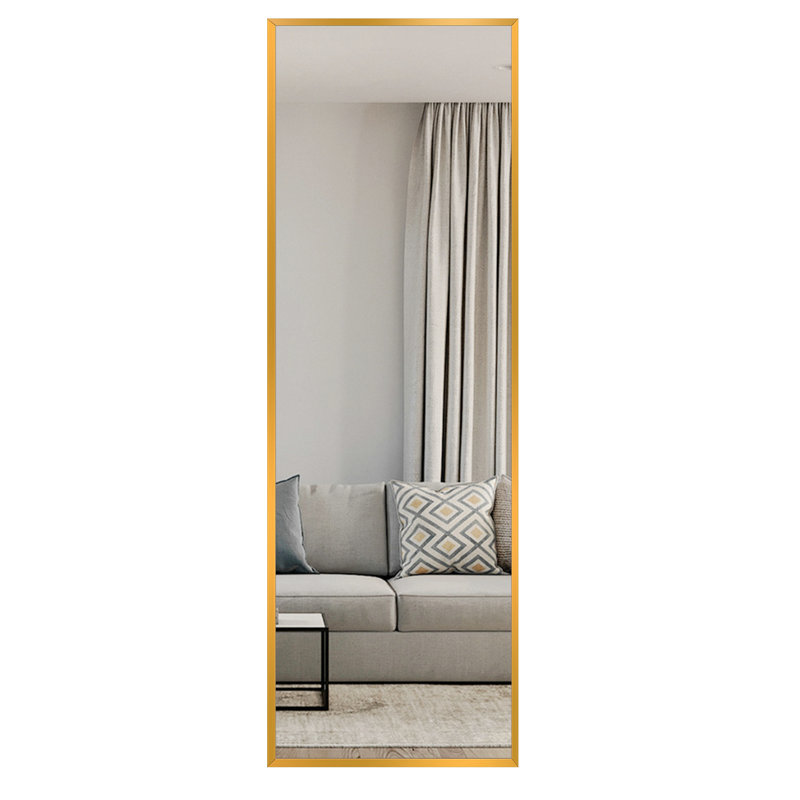 Talma Wood Flat Mirror, 51" H x 16" W, Gold