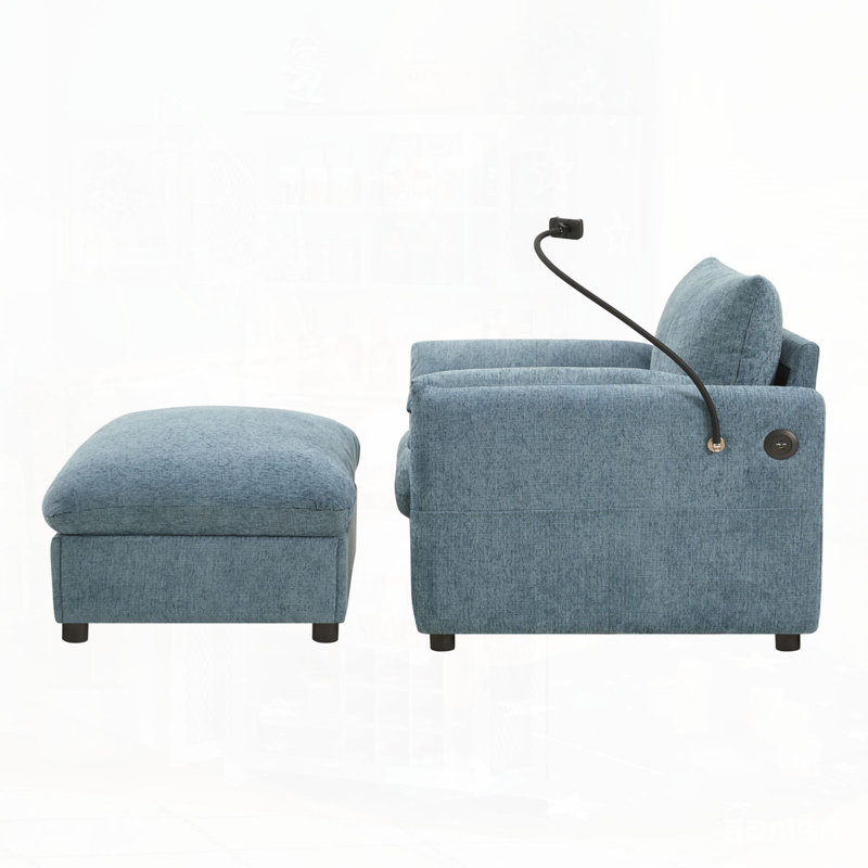 37" Single Sofa with Storage Ottoman