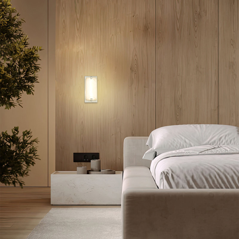 12.6" Dimmable LED Wall Mounted Sconce With Natural Spanish Marble Shade 5 Colours Adjustable (Set Of 2), Brushed Nickel