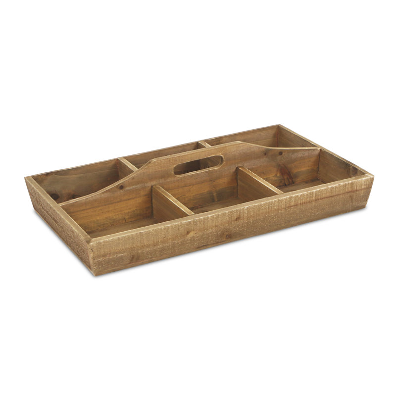 Caisse en bois 6 compartiments, Brun