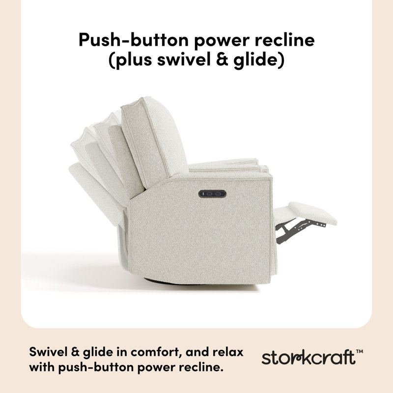 Texas Nursery Power Recliner Swivel Glider , Ivory Boucle