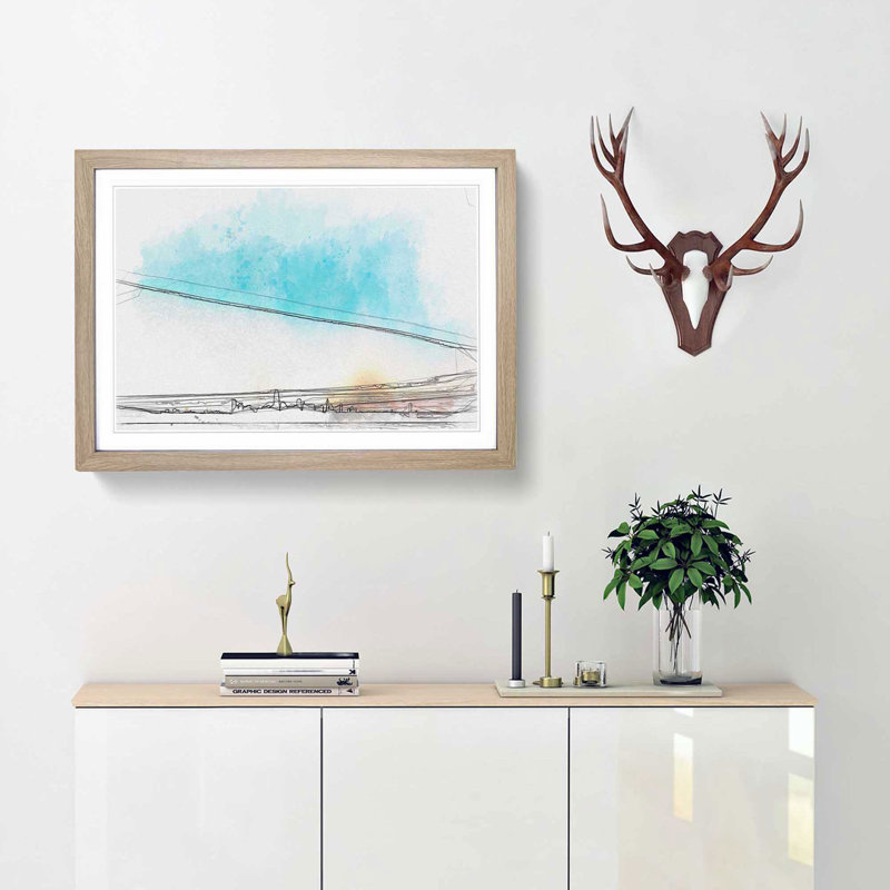 View of San Francisco in California in Abstract - Picture Frame Graphic Art Print, 35cm H x 50cm W x 2cm D, Oak