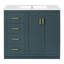 36 po, meuble-lavabo de salle de bain, lavabo en céramique, construction en bois massif, haute qualité, 3 tiroirs, charnières à fermeture en douceur, rangement abondant, style rétro, poignées exquises, glissière de tiroir lisse, simple à-153310492