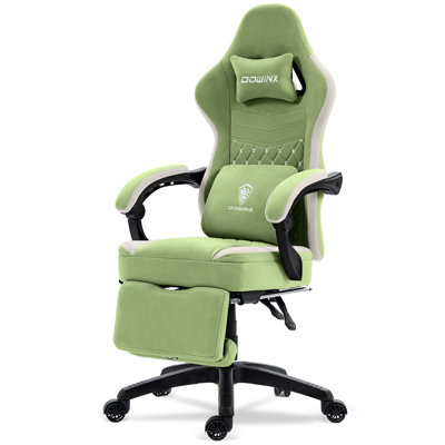 Ergonomic Gaming Chair with Footrest and Lumbar Support, Breathable Fabric Office Chair with Cooling Gel Seat Pad and Storage Bag, Home Computer Desk Chair
