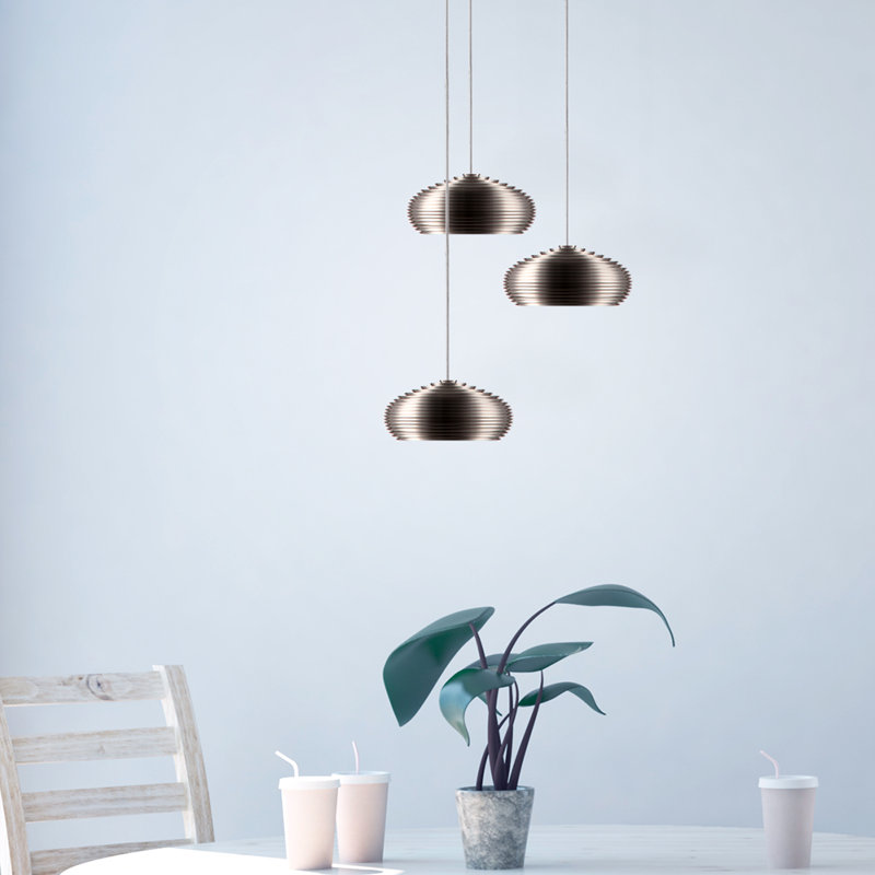 Luminaire suspendu en forme de dôme DEL à 3 lumières Chana, Nickel