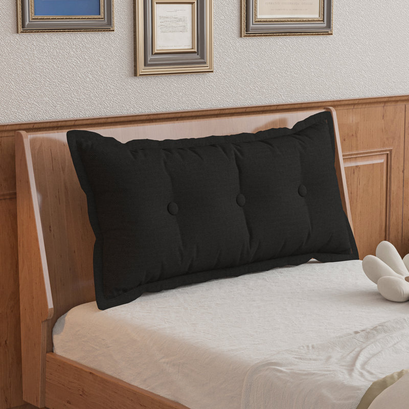 Coussin de siège de tête de lit capitonné à dossier Sit-up Back Comfort, Lit simple, Noir