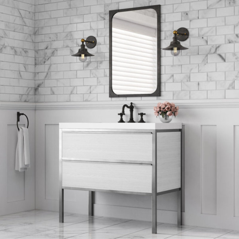 Element 36" Single Bathroom Vanity Set, White/Silver