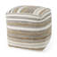0H White/Taupe/Grey Striped Hemp And Cotton Pouf