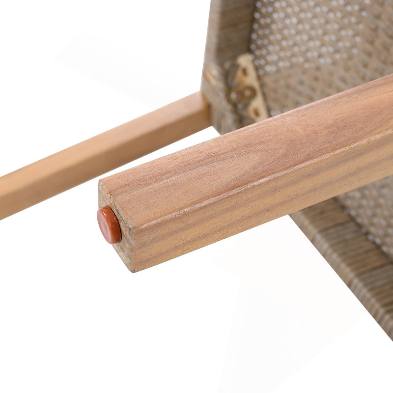 Ensemble de 2 chaises de salle à manger d'extérieur, structure en bois d'acacia teck clair et osier PE brun clair, idéal pour les patios et les jardins