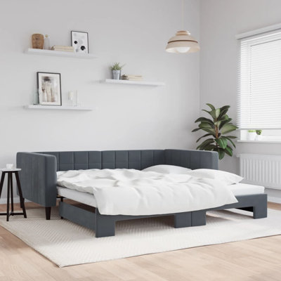  Lit de jour avec couchette sans matelas gris foncé 39,4 po x 74,8 po