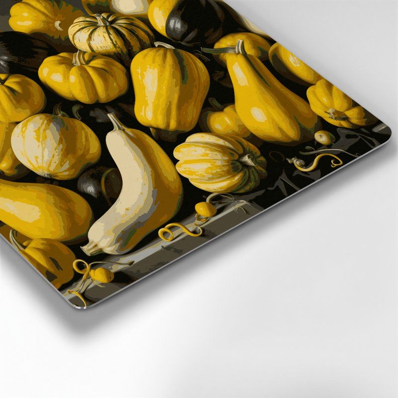 Légumes jaunes, courge d'été, art mural en métal brun, H 8 po x l 8 po