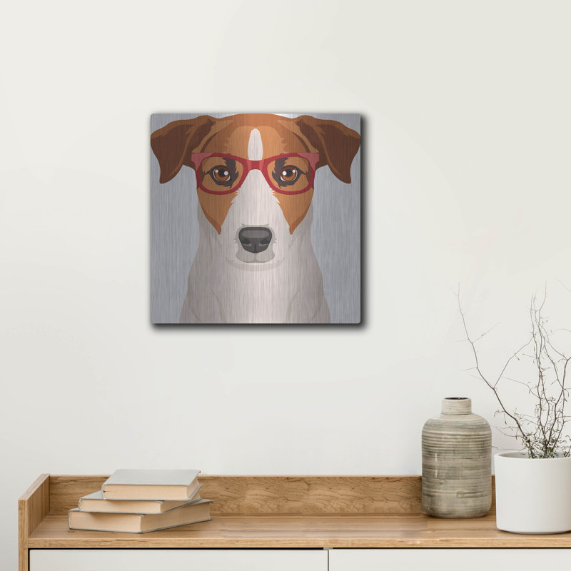«Jack Russell Terrier portant des lunettes de hipster» par les affiliés Furbaby, H 12 po x l 12 po