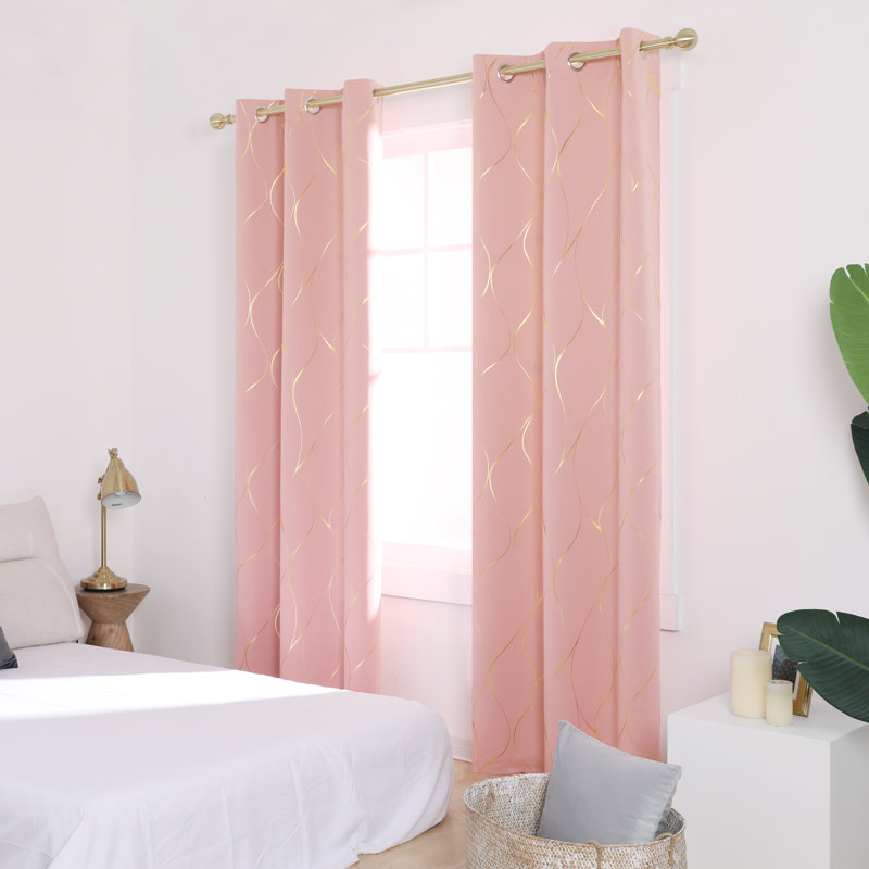 Boulus Room Darkening Curtain Panel Pair, 42" W x 63" L, Coral Pink
