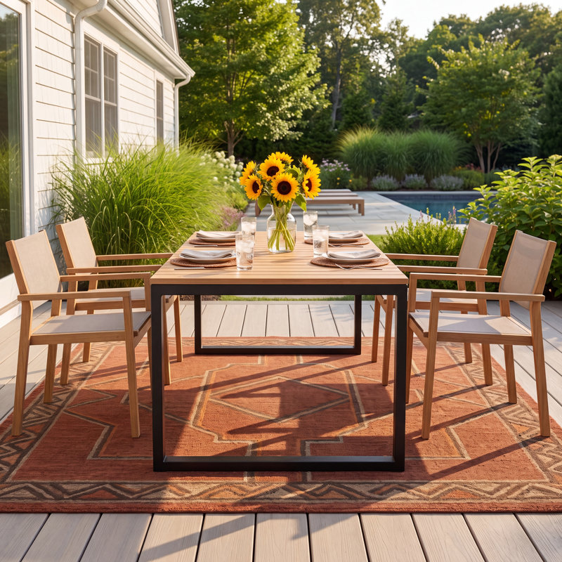 Minori Outdor Patio FSC Teak Wood Rectangular Dining Table