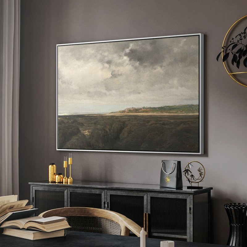 Paysage rétro - DCCDXII, H 27 po x l 41 po x P 2 po, Toile encadrée flottée blanche
