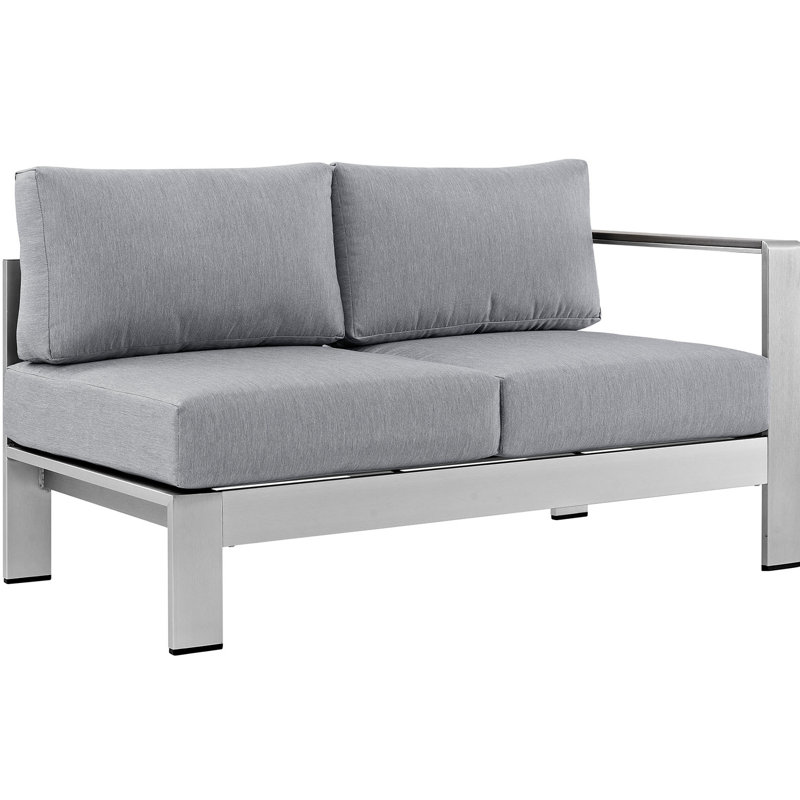 Ensemble de conversation modulaire avec coussins 4 pièces Iole, Gris
