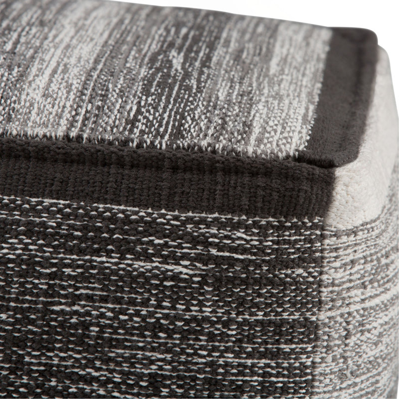 Pouf cubique en coton tissé à la main gris à motif de mélange de 16 pouces Naya